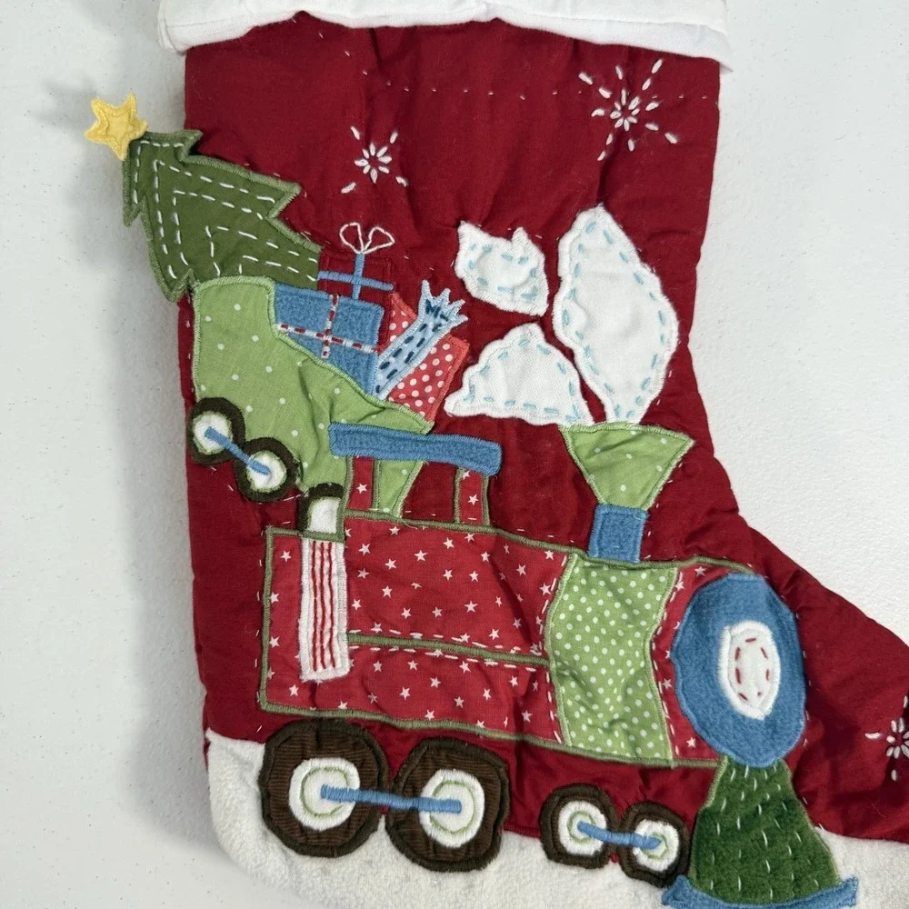 Pottery Barn Kids Quilted‎ Train Trees Gingham Christmas Name Bryan Stocking